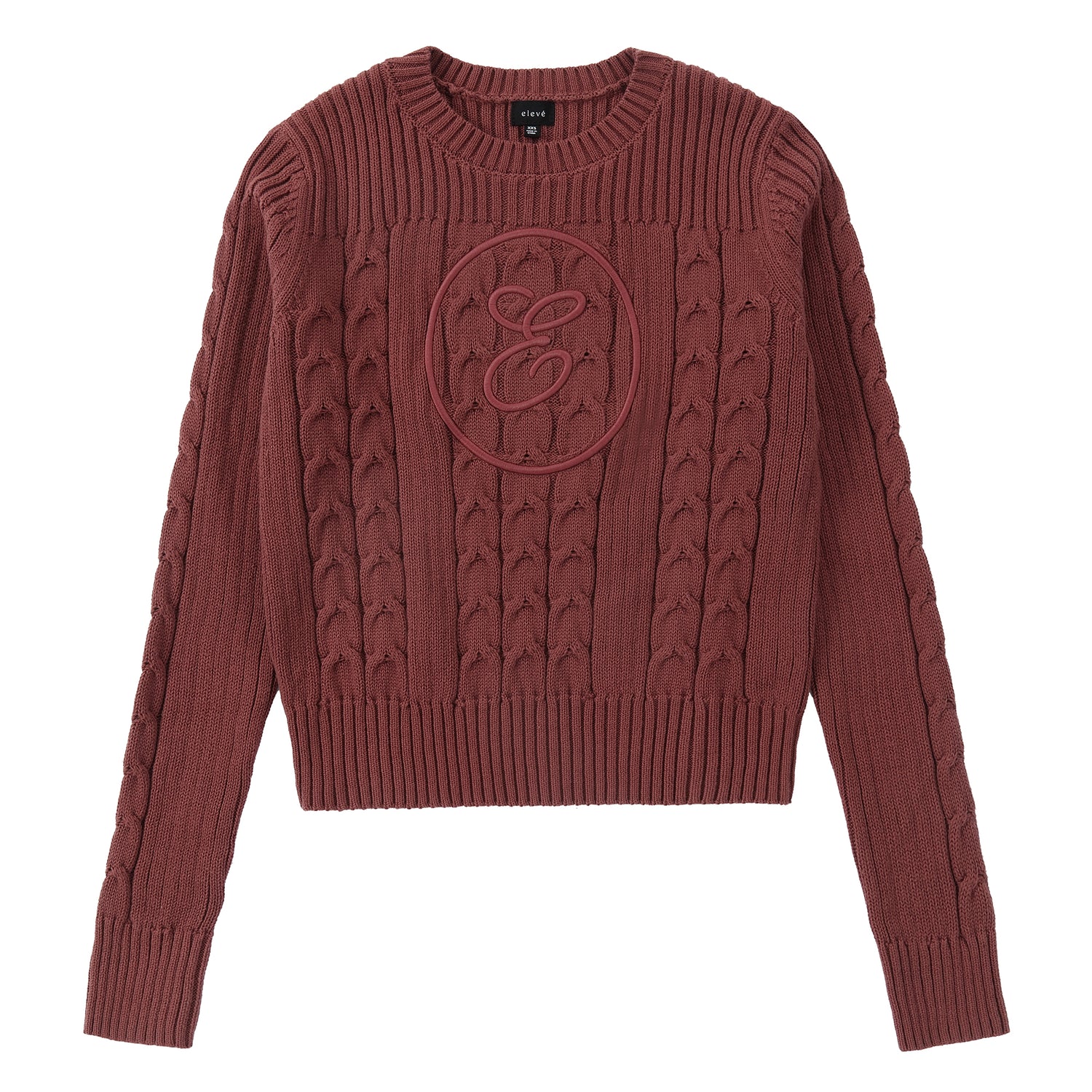 Eleve Eggplant Cable Knit Sweater