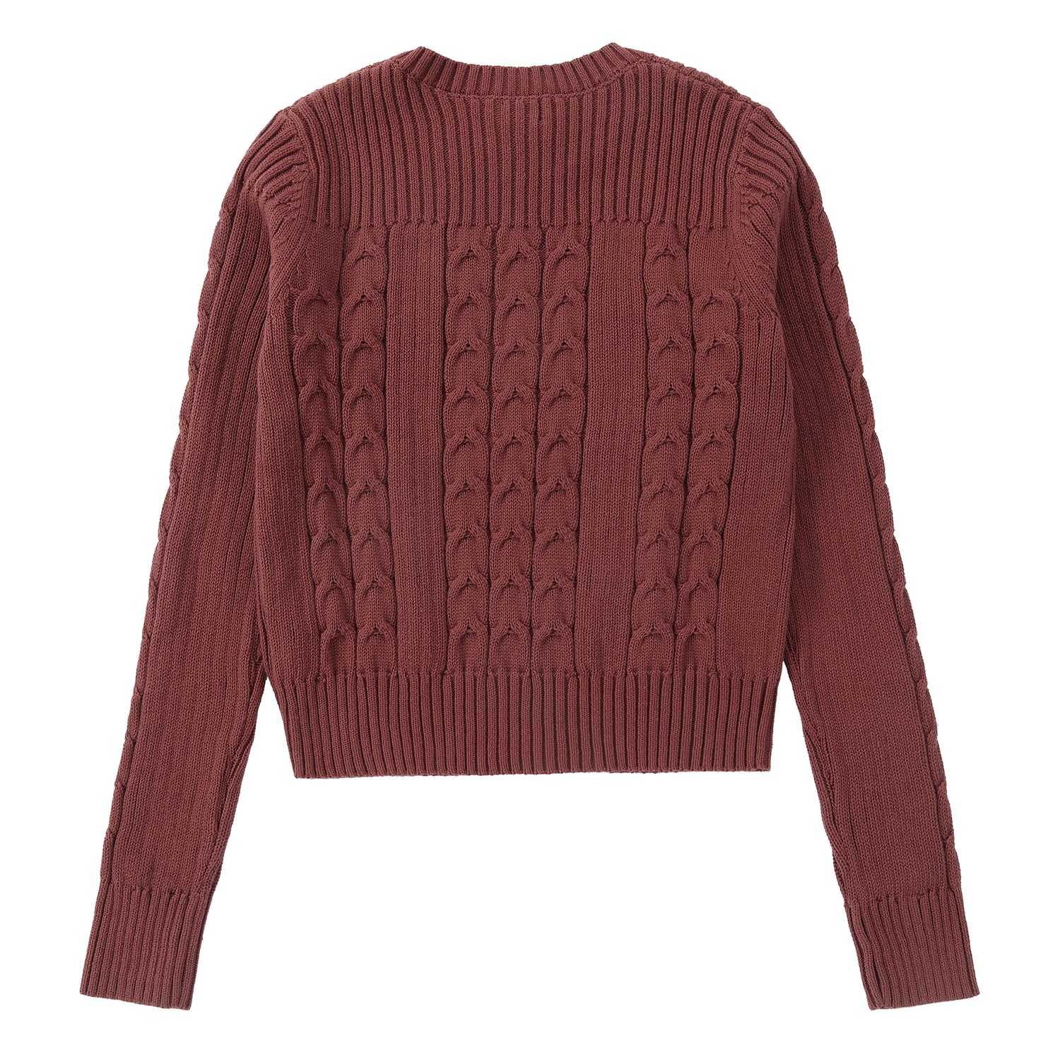 Eleve Eggplant Cable Knit Sweater