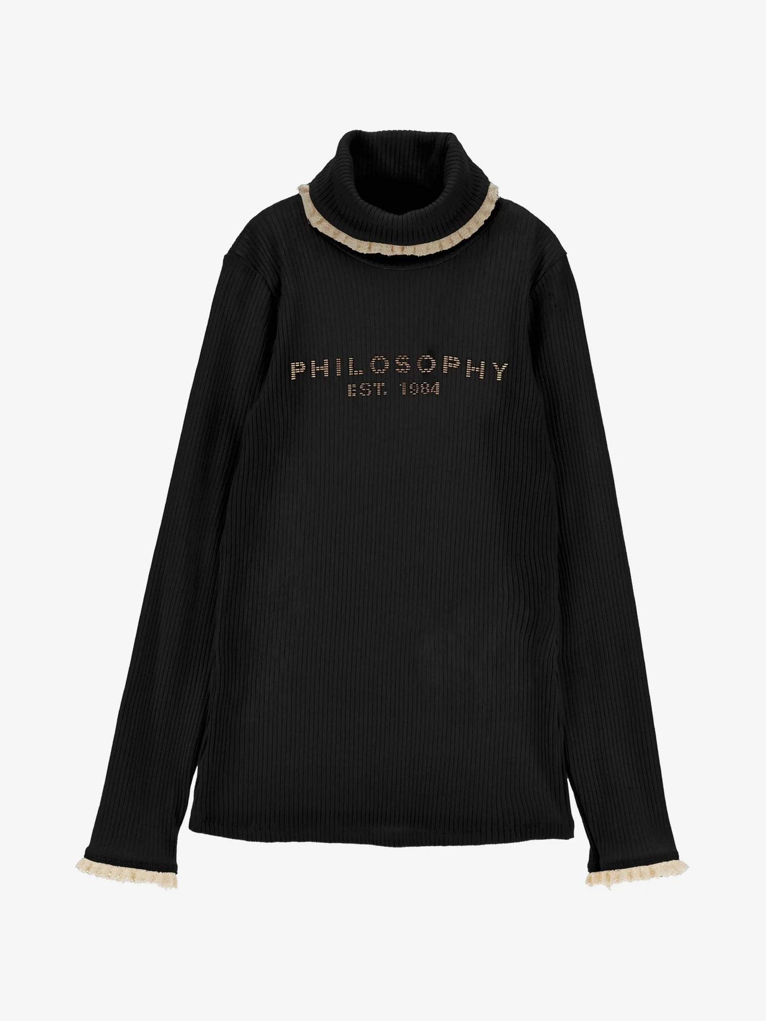 Philosophy Girls Black Rib Knit Turtleneck