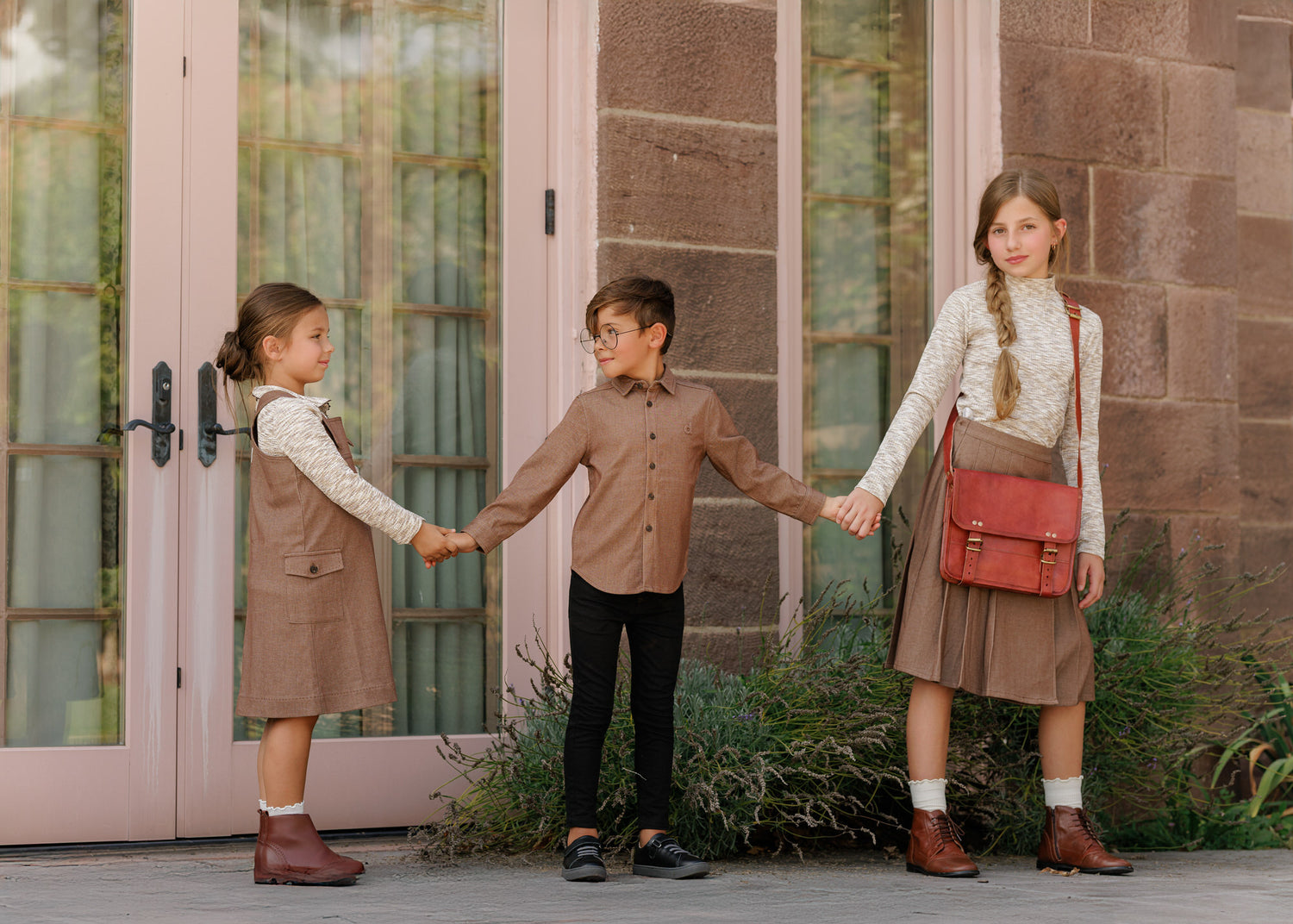 Duet Brown Twill Pleated Skirt
