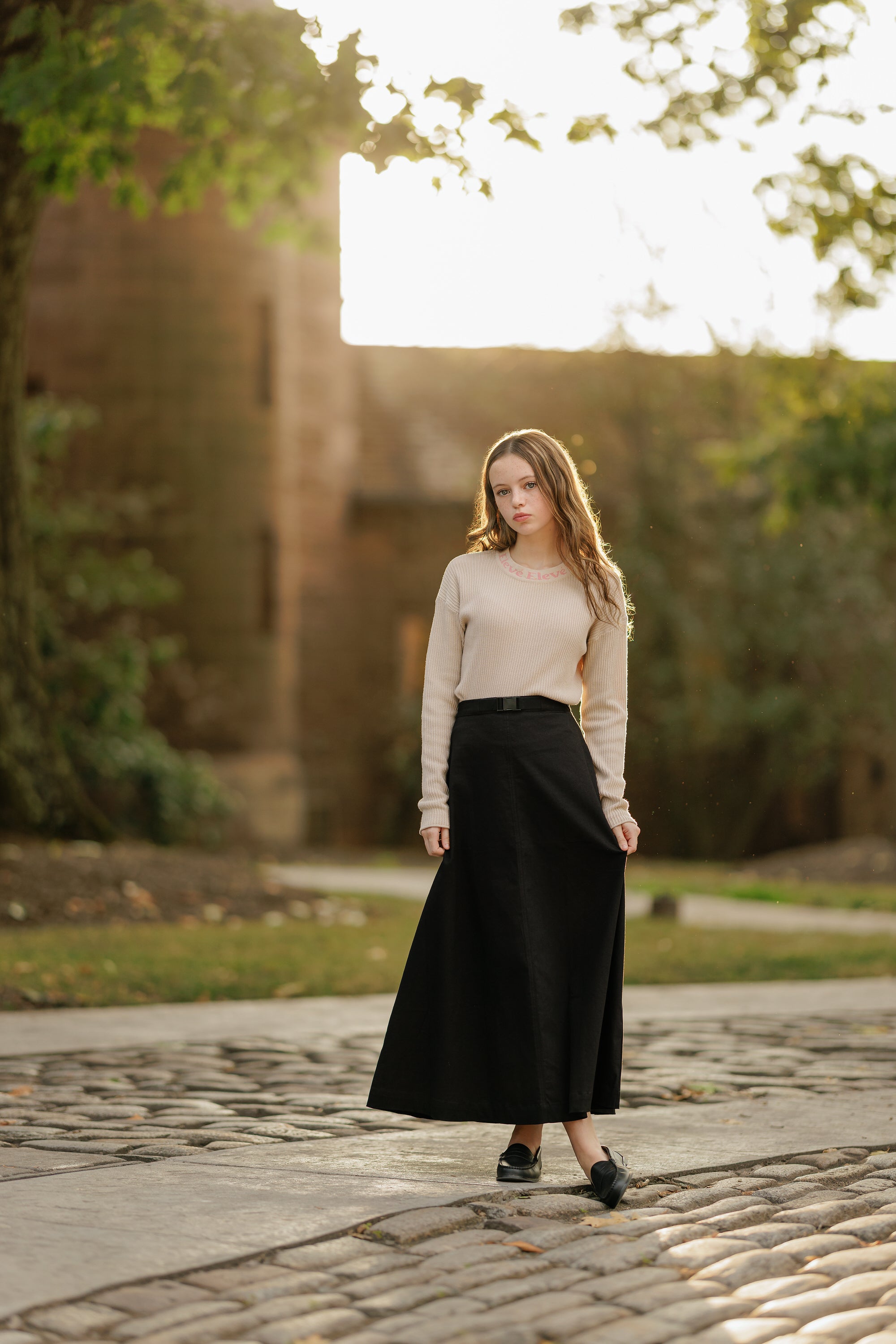 Eleve Black Buckle Skirt