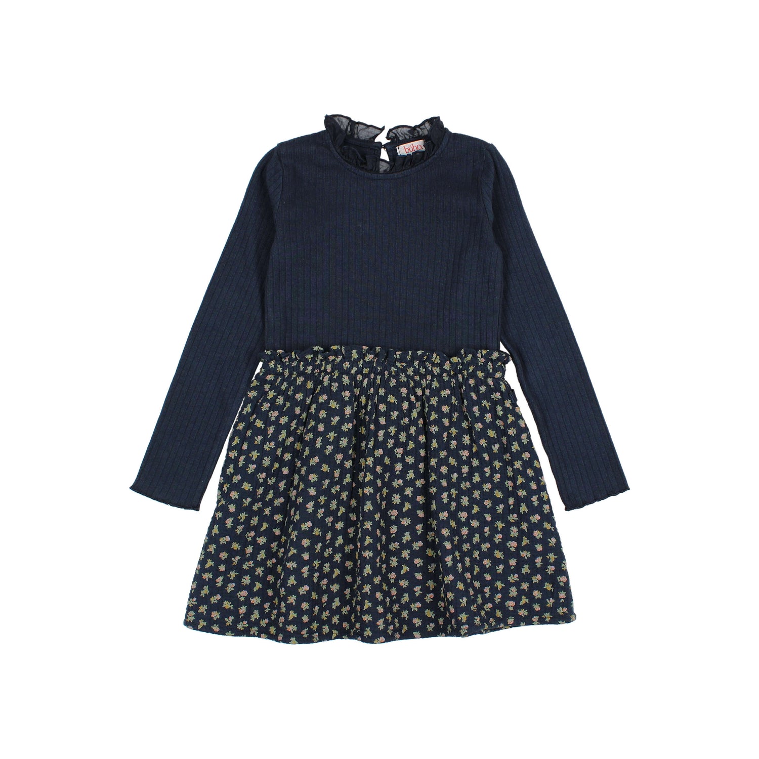 Buho Girls Navy Cottage Combi Dress