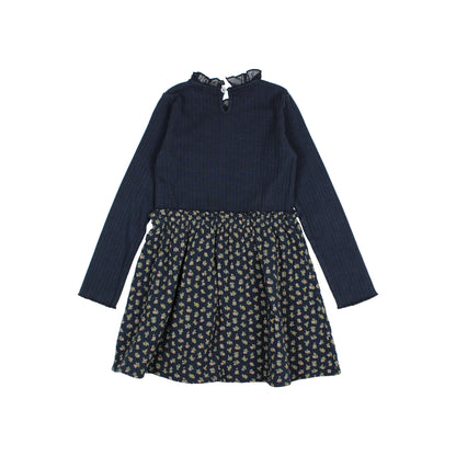 Buho Girls Navy Cottage Combi Dress