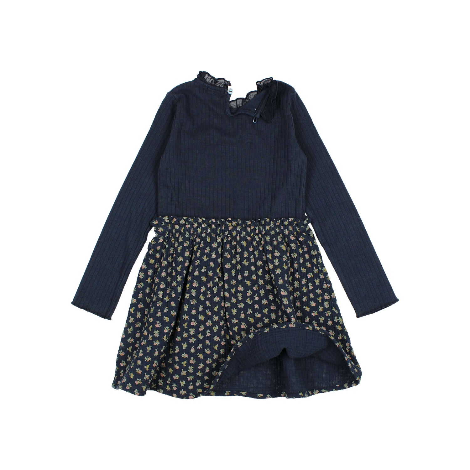 Buho Girls Navy Cottage Combi Dress