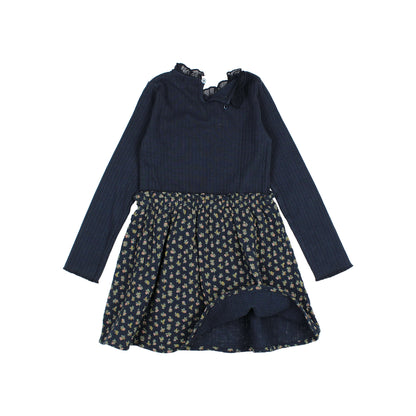 Buho Girls Navy Cottage Combi Dress