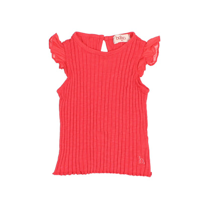 Buho Coral Rib Ruffle T-Shirt