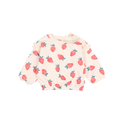 Buho Baby Cream Pink Strawberry Sweatshirt