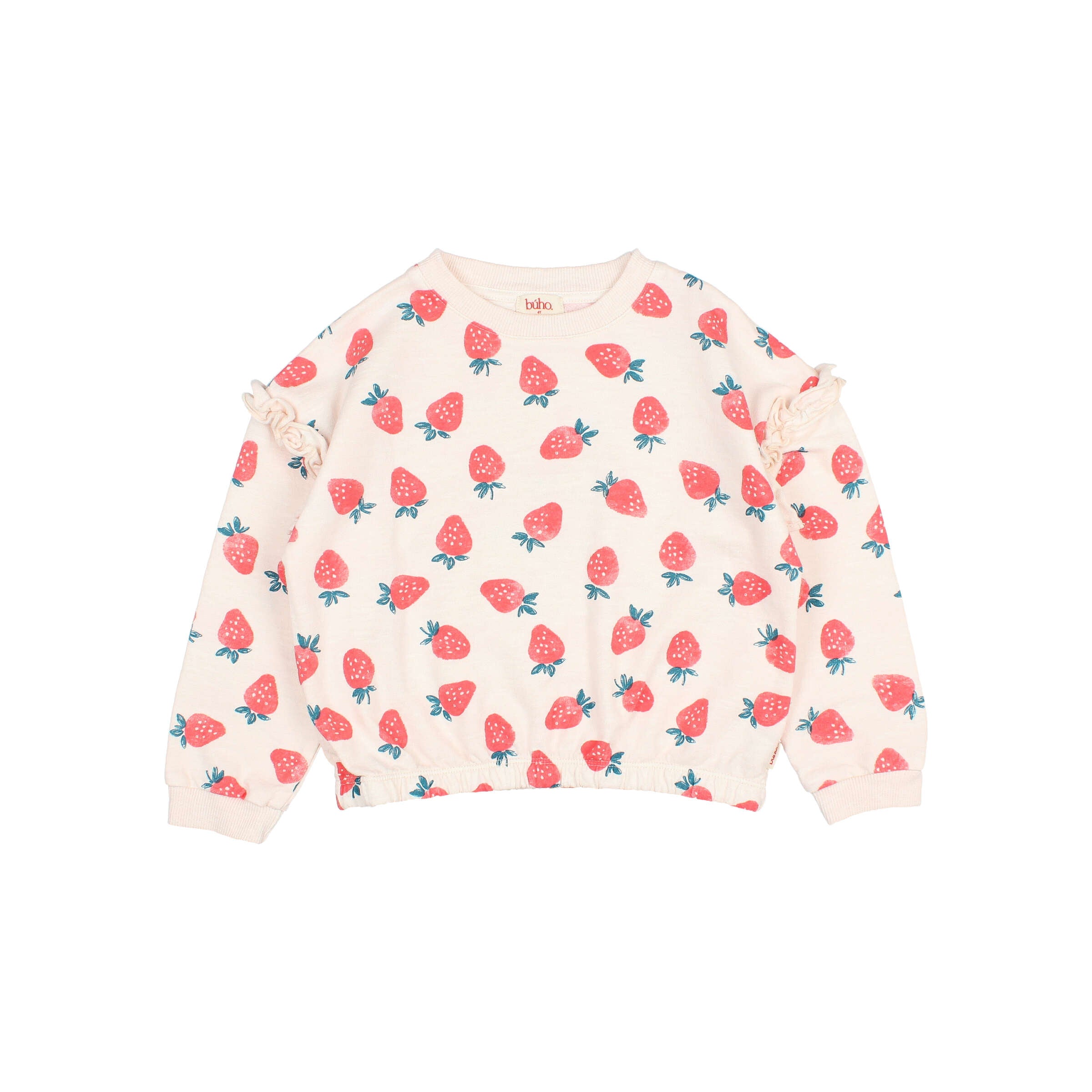 Buho Kids Cream Pink Strawberry Sweatshirt