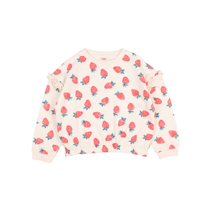 Buho Kids Cream Pink Strawberry Sweatshirt