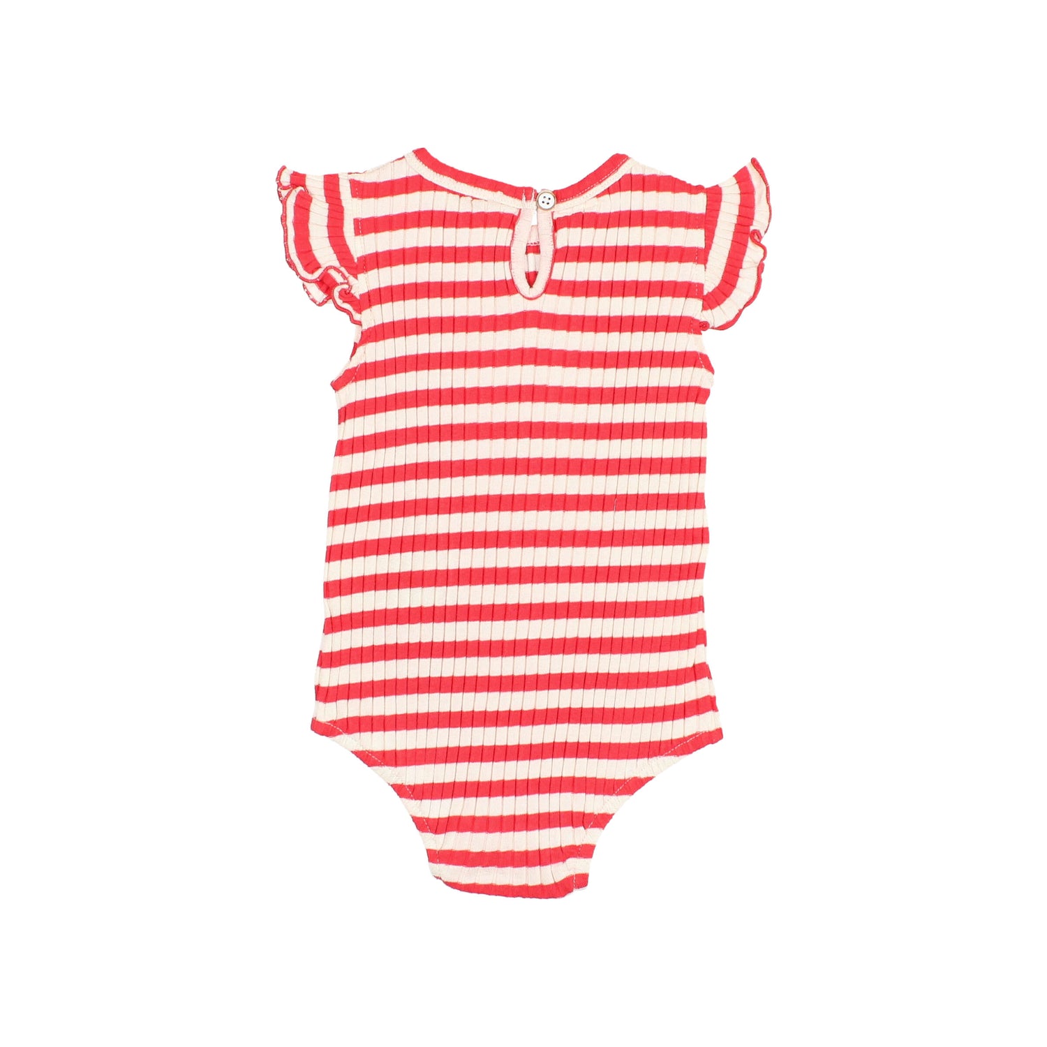 Buho Baby Girl Coral Red Fancy Rib Bodysuit