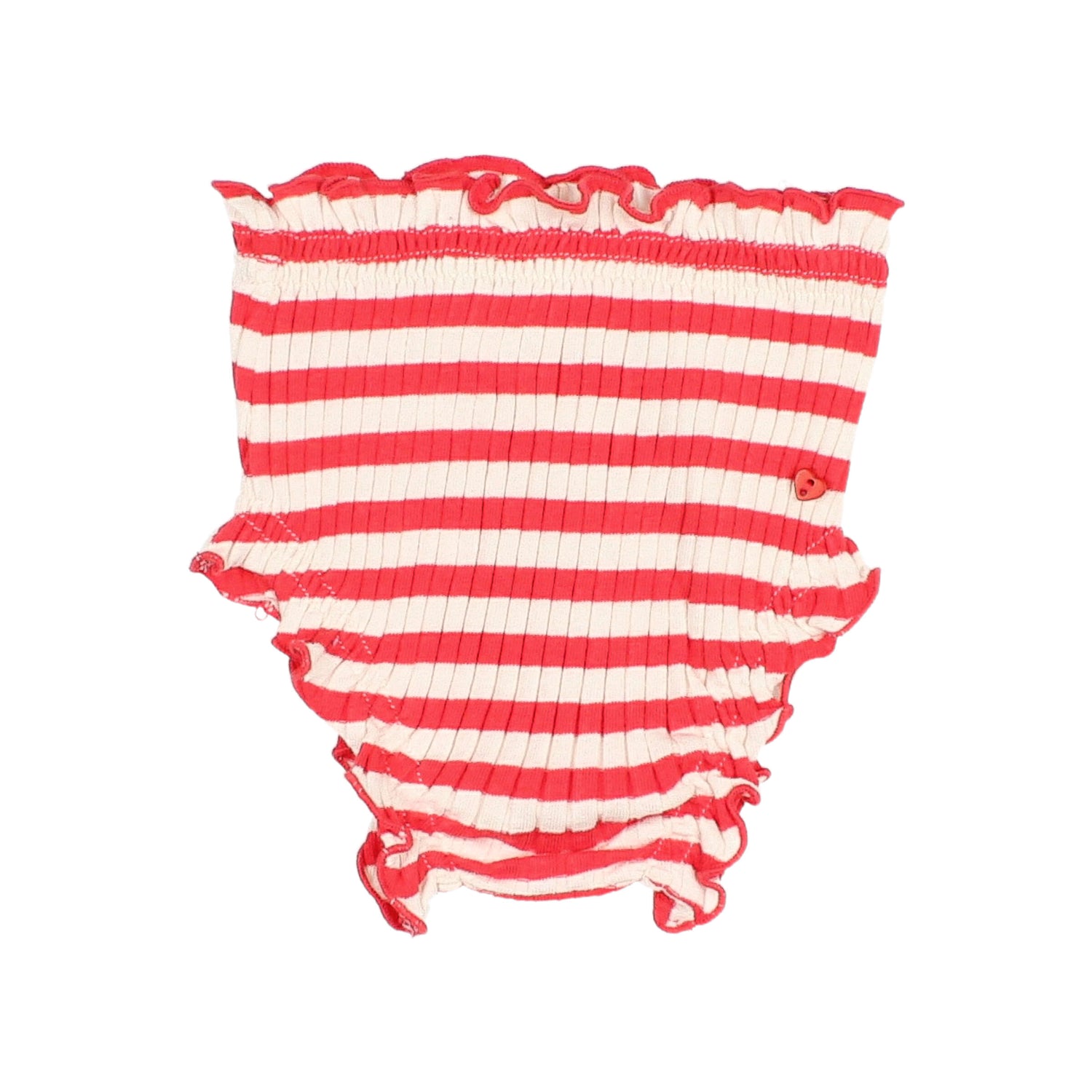 Buho Baby Girl Coral Red Fancy Rib Culotte Bloomer