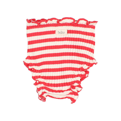 Buho Baby Girl Coral Red Fancy Rib Culotte Bloomer