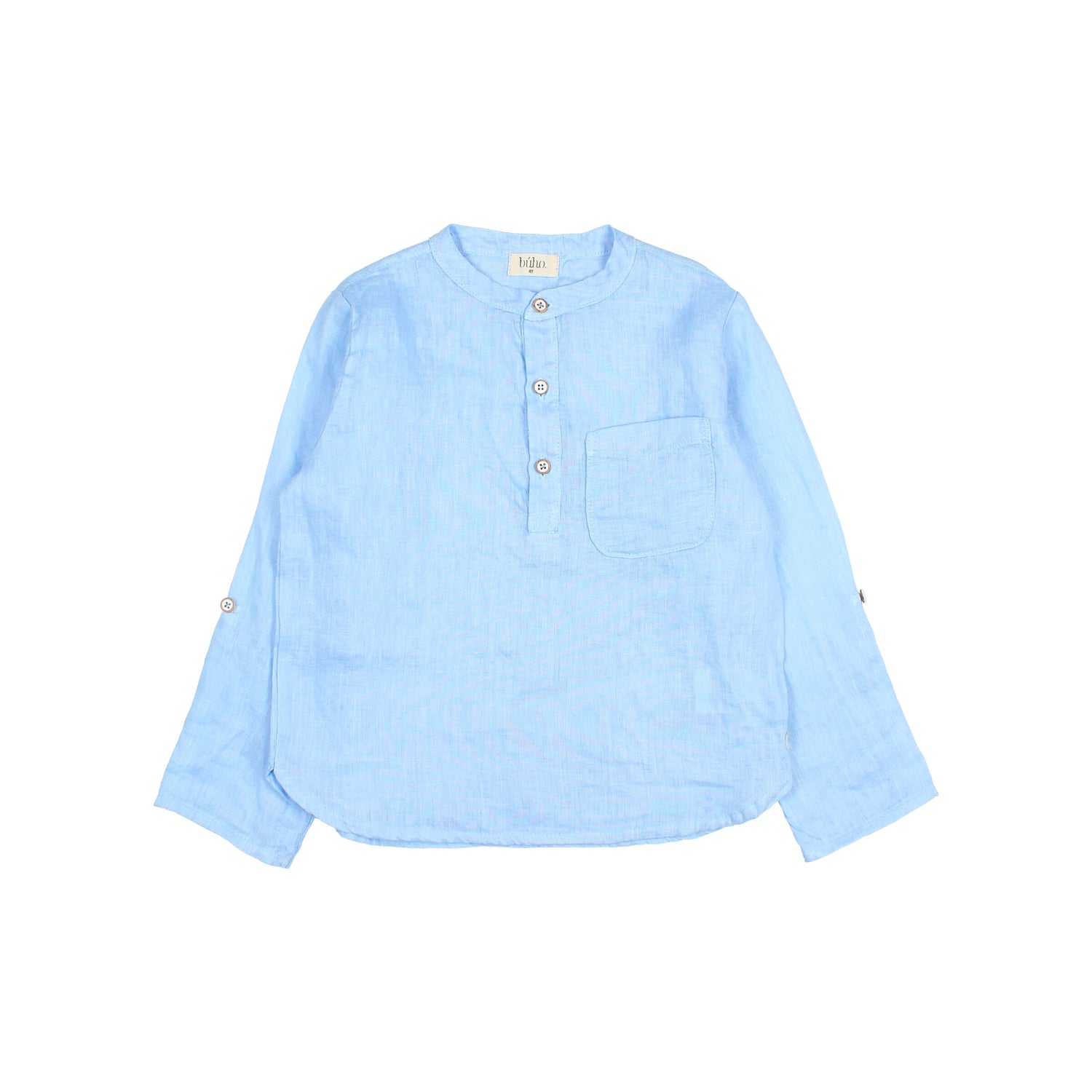 Buho Boys Provence Blue Linen Kurta Shirt