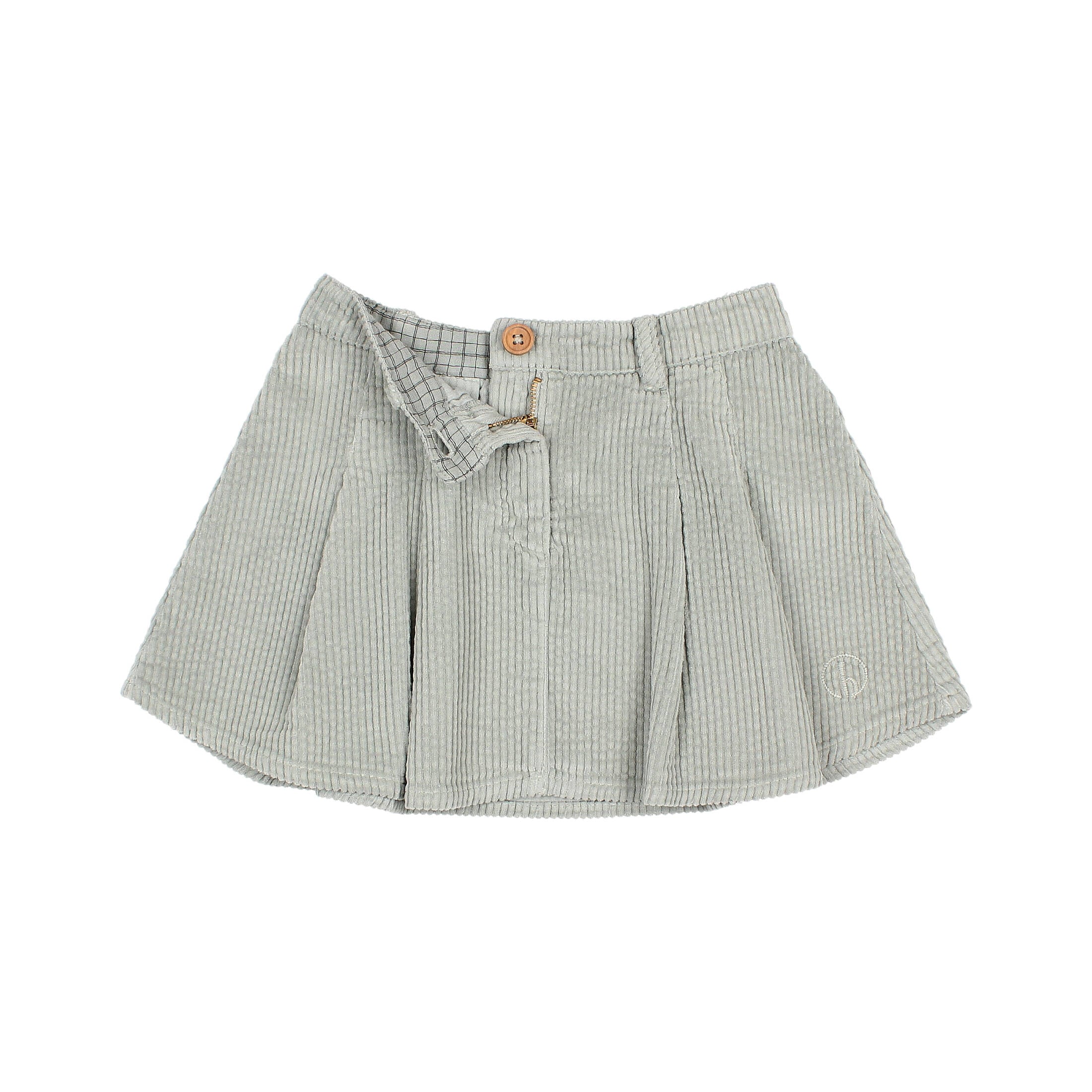 Buho Grey Box Pleat Corduroy Skirt
