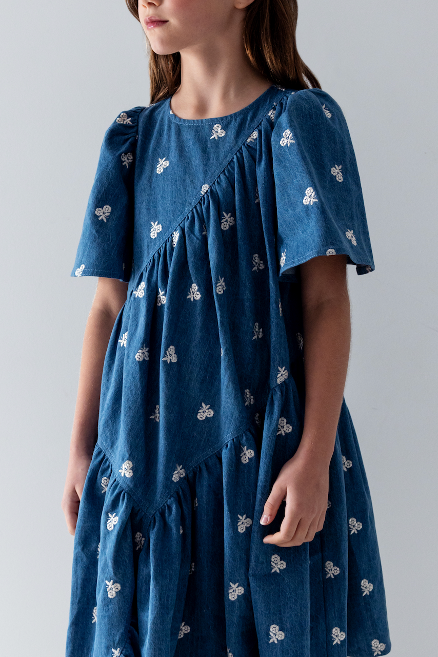 Steph Midwash Embroidered Bud Chambray Dress
