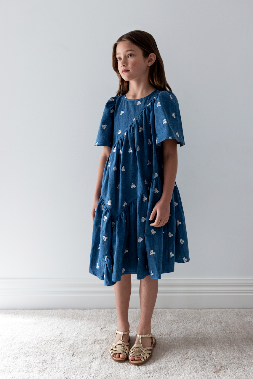 Steph Midwash Embroidered Bud Chambray Dress