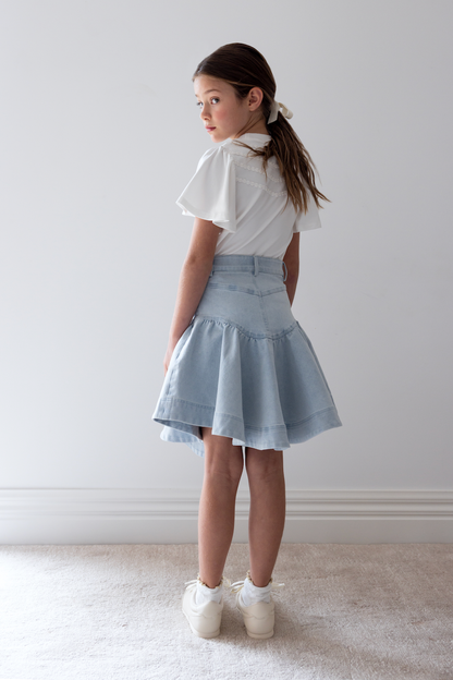 Steph Fluted Hem Denim Skirt