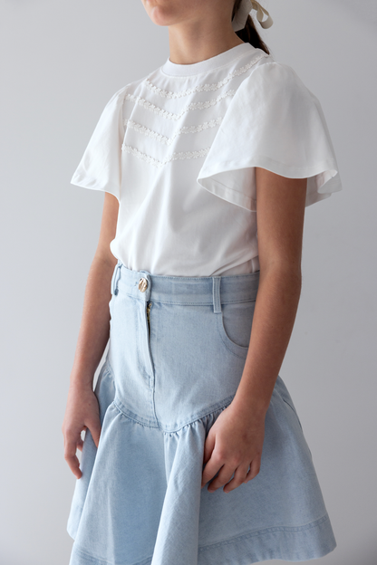 Steph Fluted Hem Denim Skirt