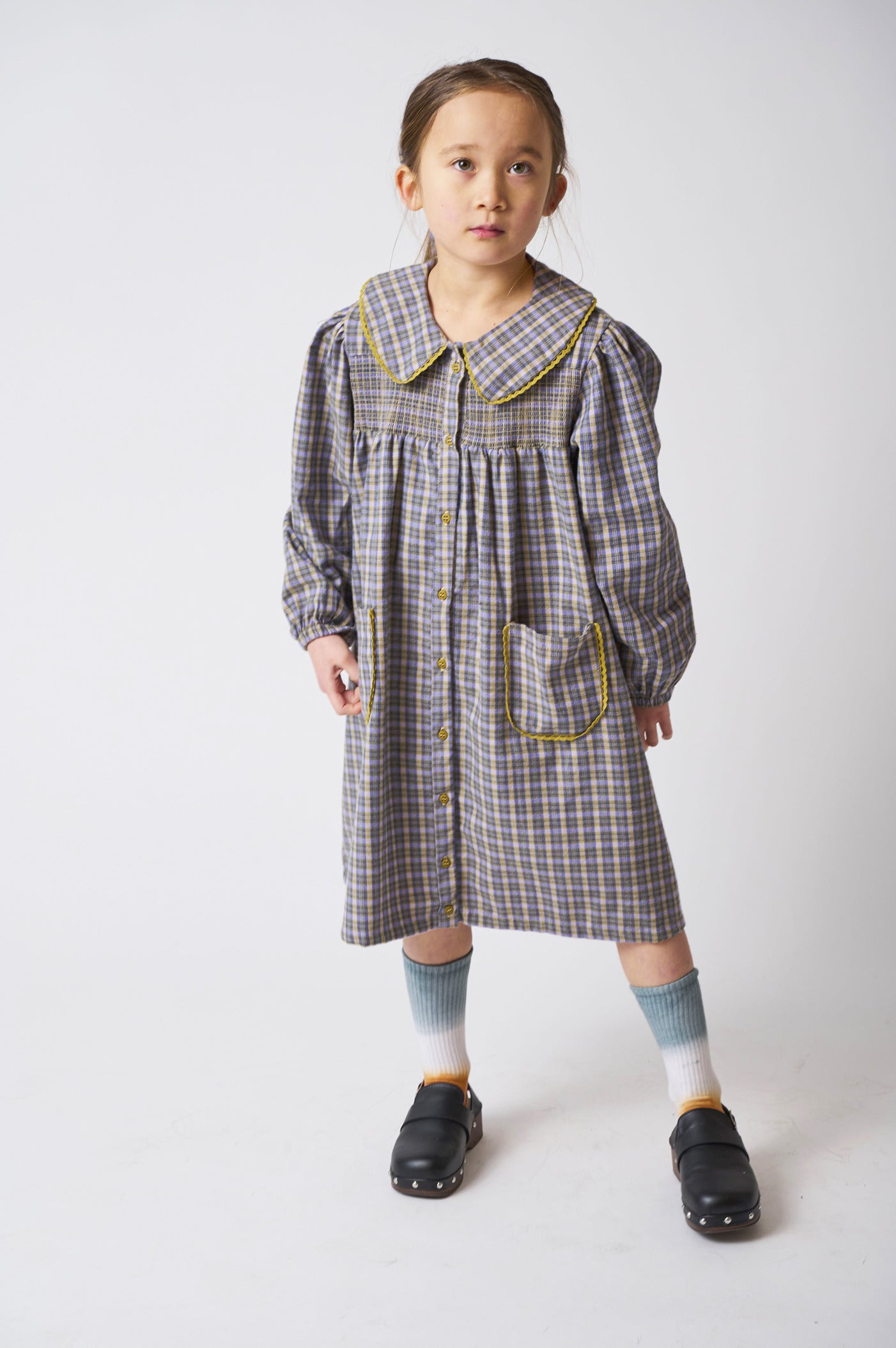 Loud Apparel Lavender Checked Wish Dress