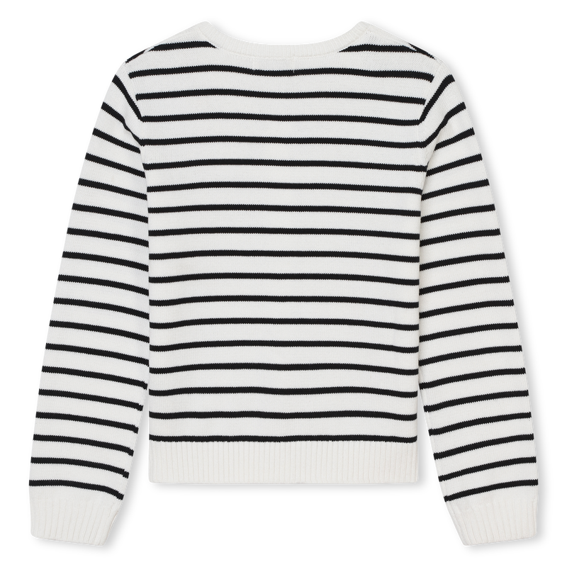 Sonia Rykiel White Striped Logo Cardigan