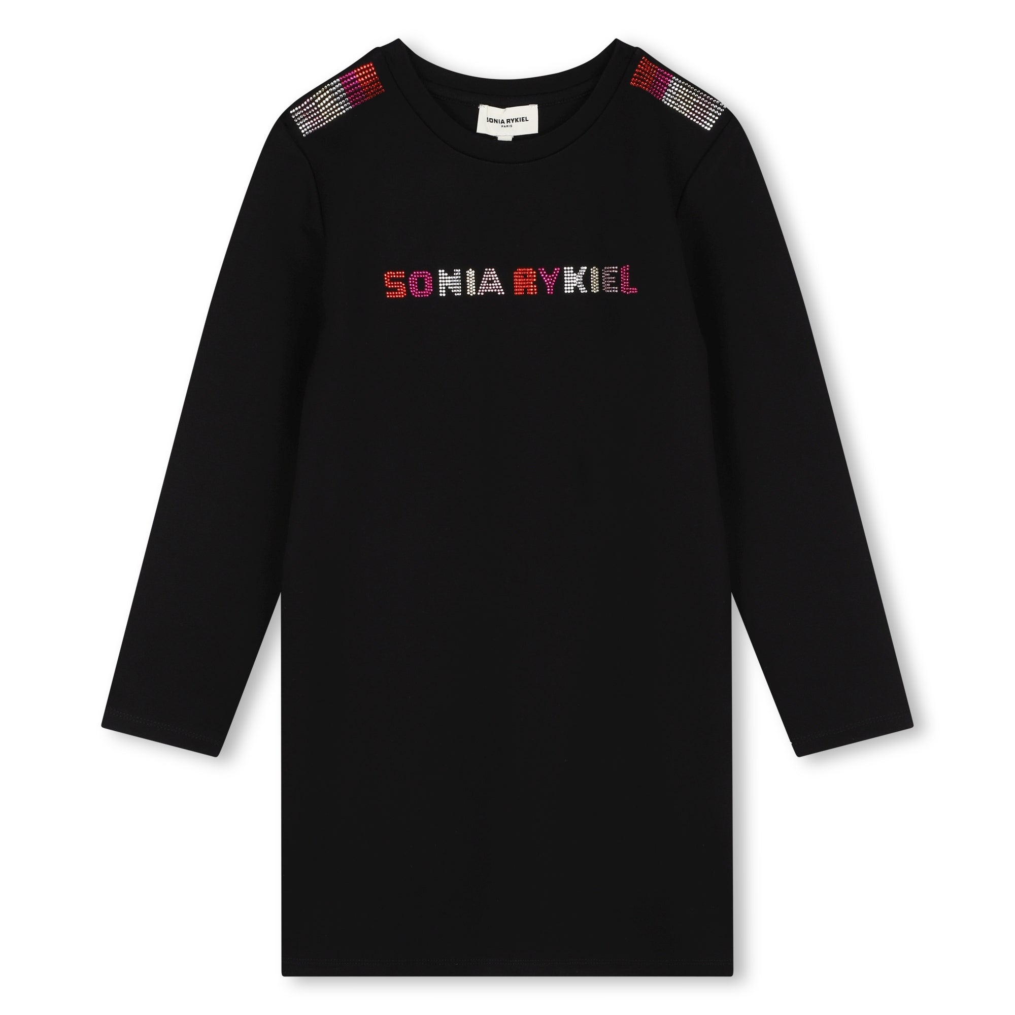 Sonia Rykiel Black with Multicolored Logo Dress