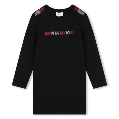 Sonia Rykiel Black with Multicolored Logo Dress