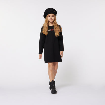 Sonia Rykiel Black with Multicolored Logo Dress