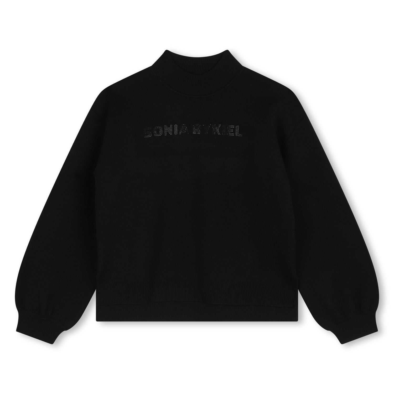 Sonia Rykiel Black Rhinestone Logo Crew Sweater