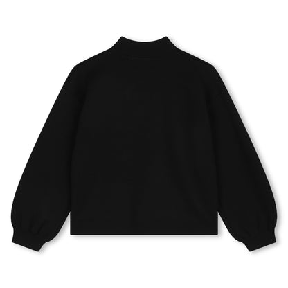 Sonia Rykiel Black Rhinestone Logo Crew Sweater