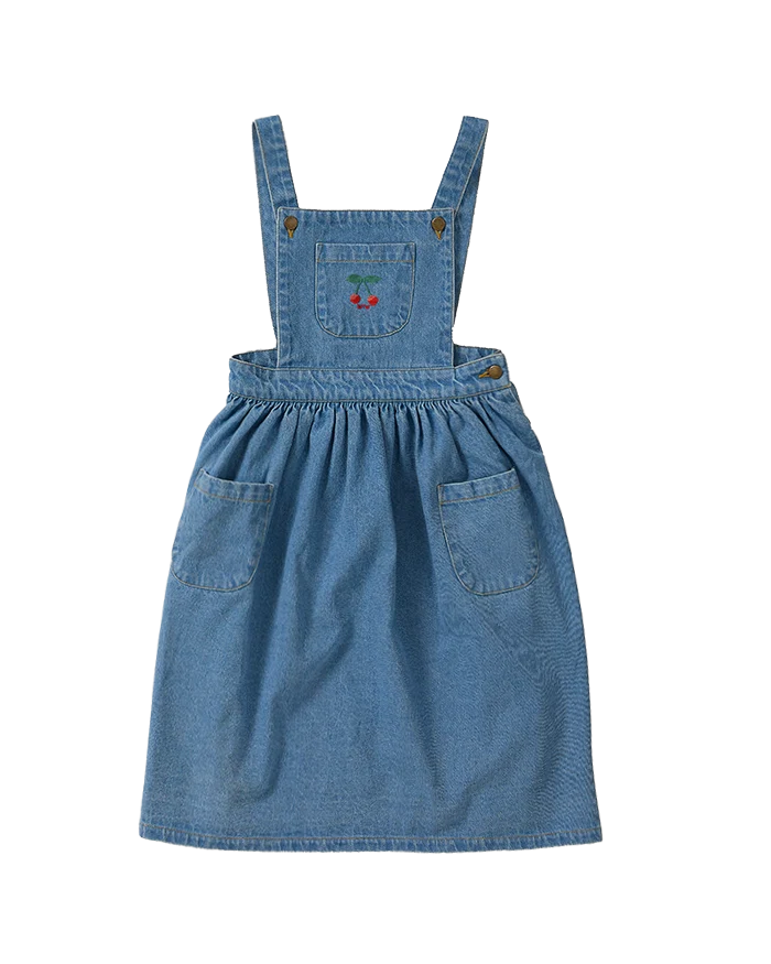 Wander &amp; Wonder Girls Cherry Denim Pinafore Dress