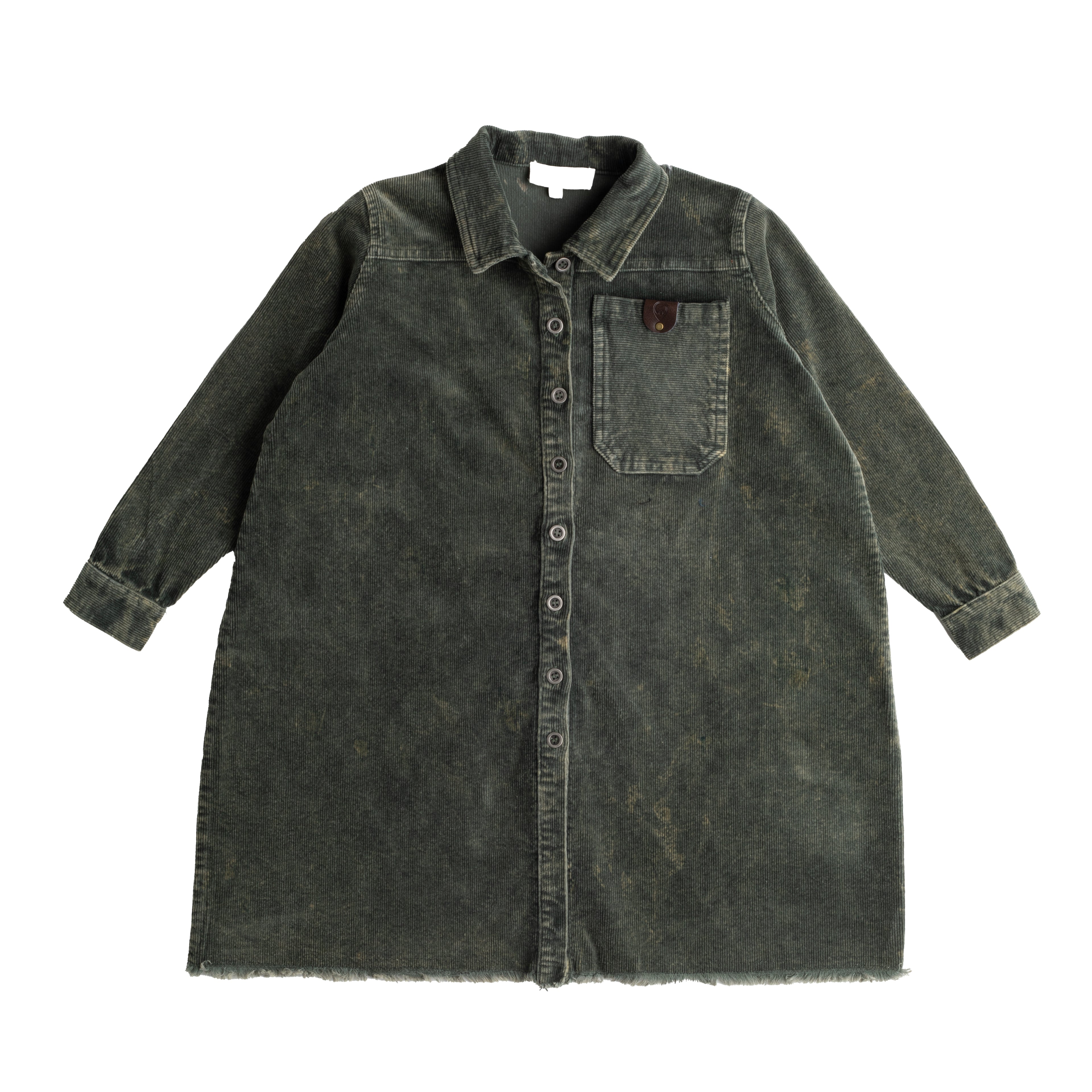 Birnham on the Sea Moss Green Corduroy Shirt Dress