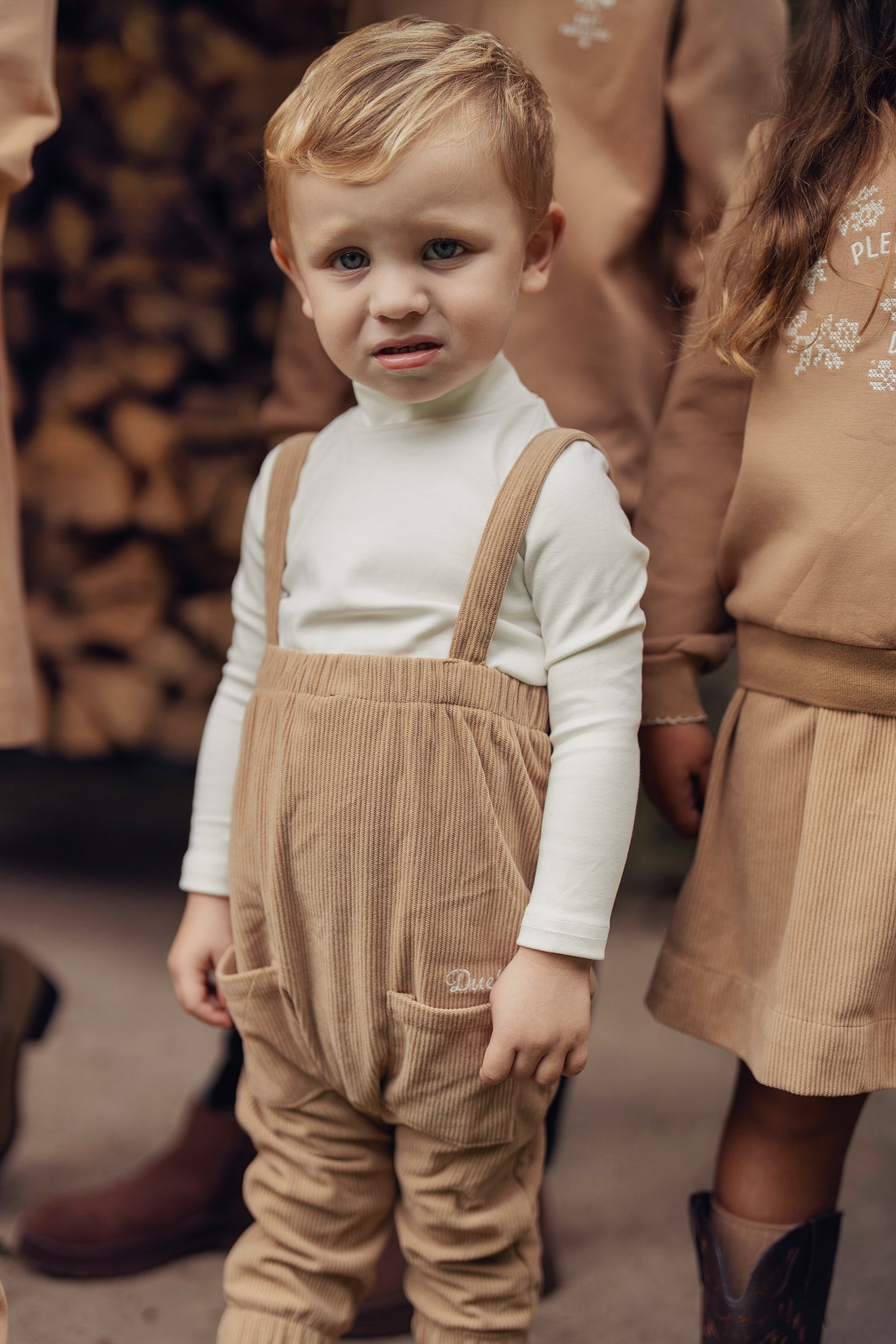 Baby Cognac Romper with Front Pockets