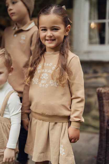 Duet Girls Cognac Soft Pleated Short Skirt