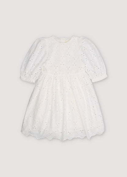 The New Society White Embroidered Abbott Dress