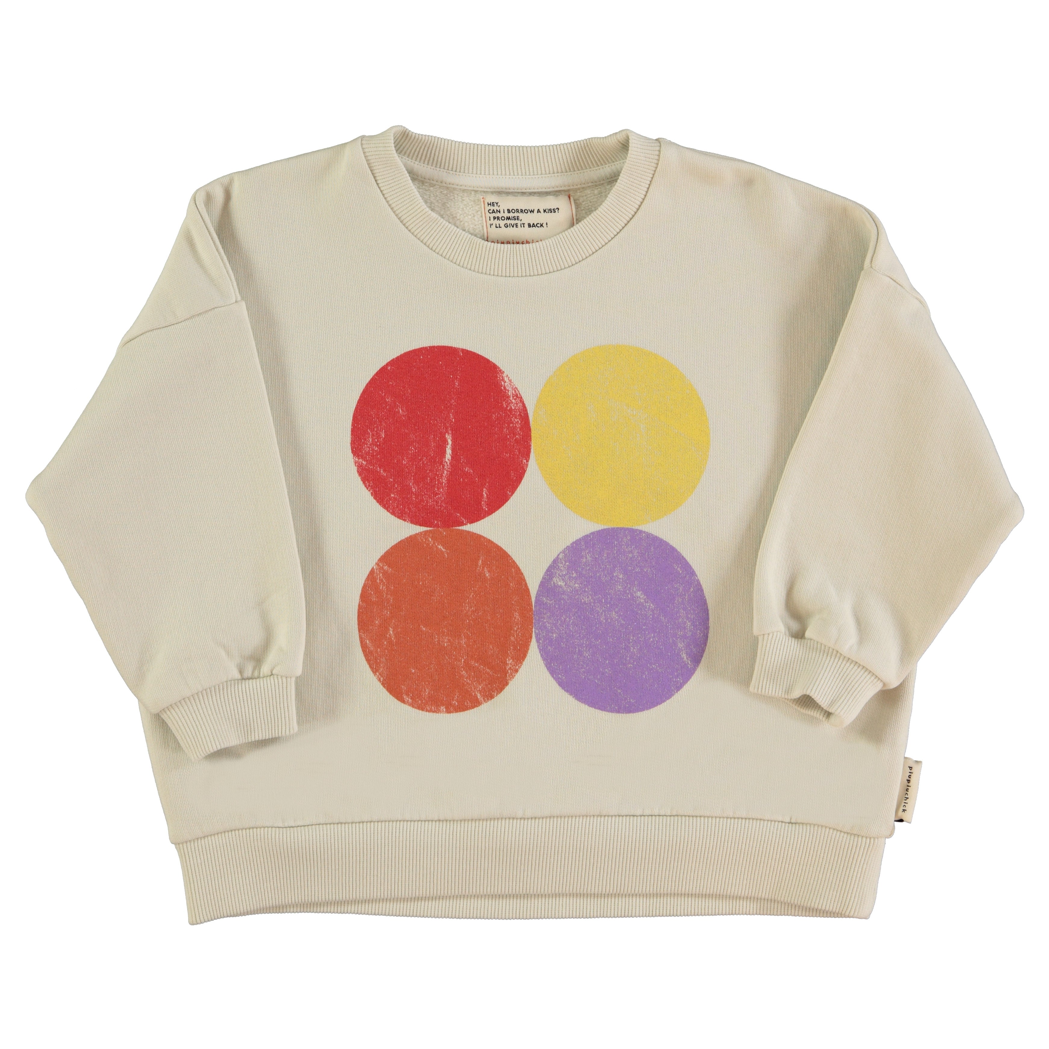 Piupiuchick Ecru with Multicolor Circles Print Sweatshirt