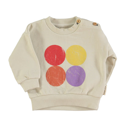 Piupiuchick Ecru with Multicolor Circles Print Sweatshirt