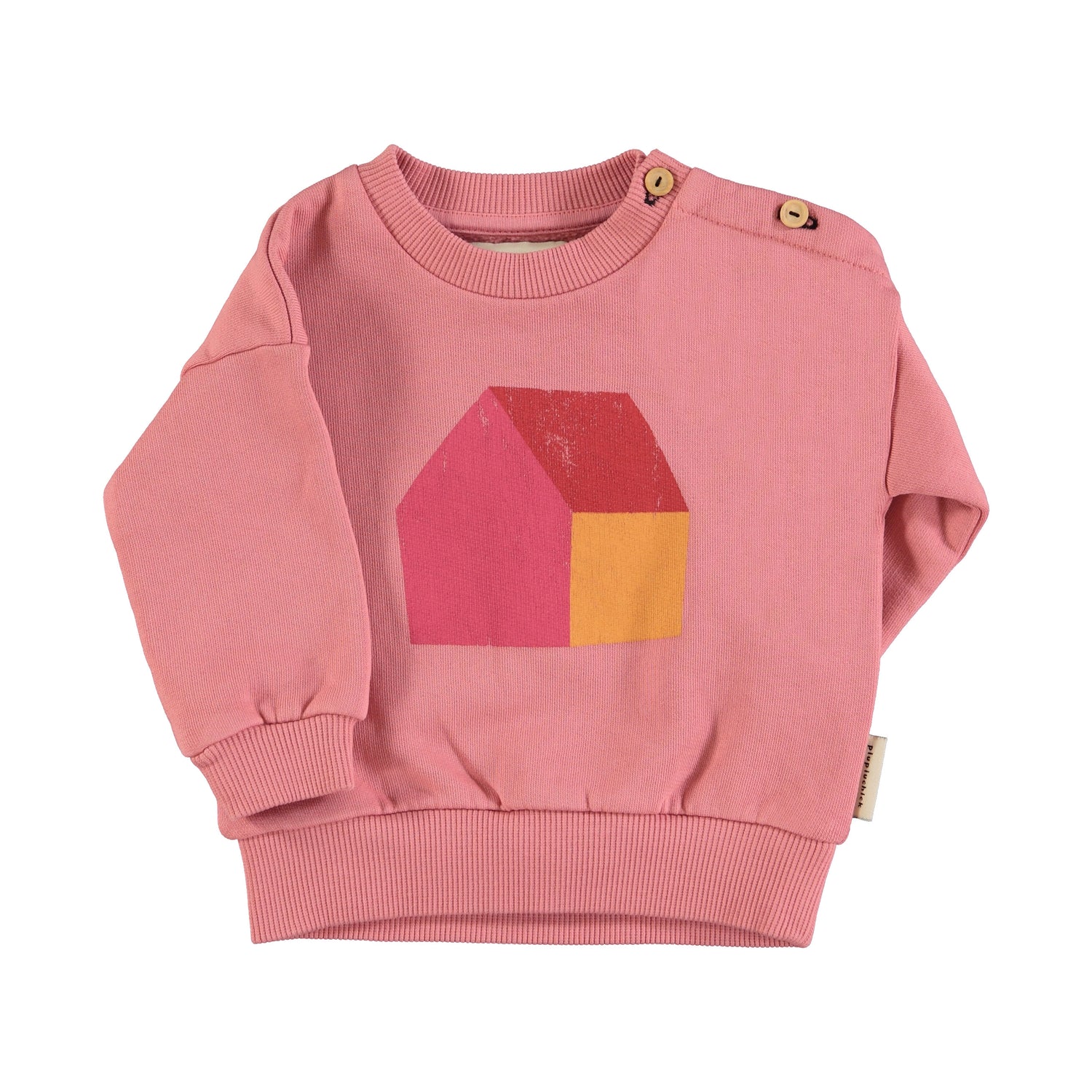 Piupiuchick Pink with Multicolor House Print Sweatshirt