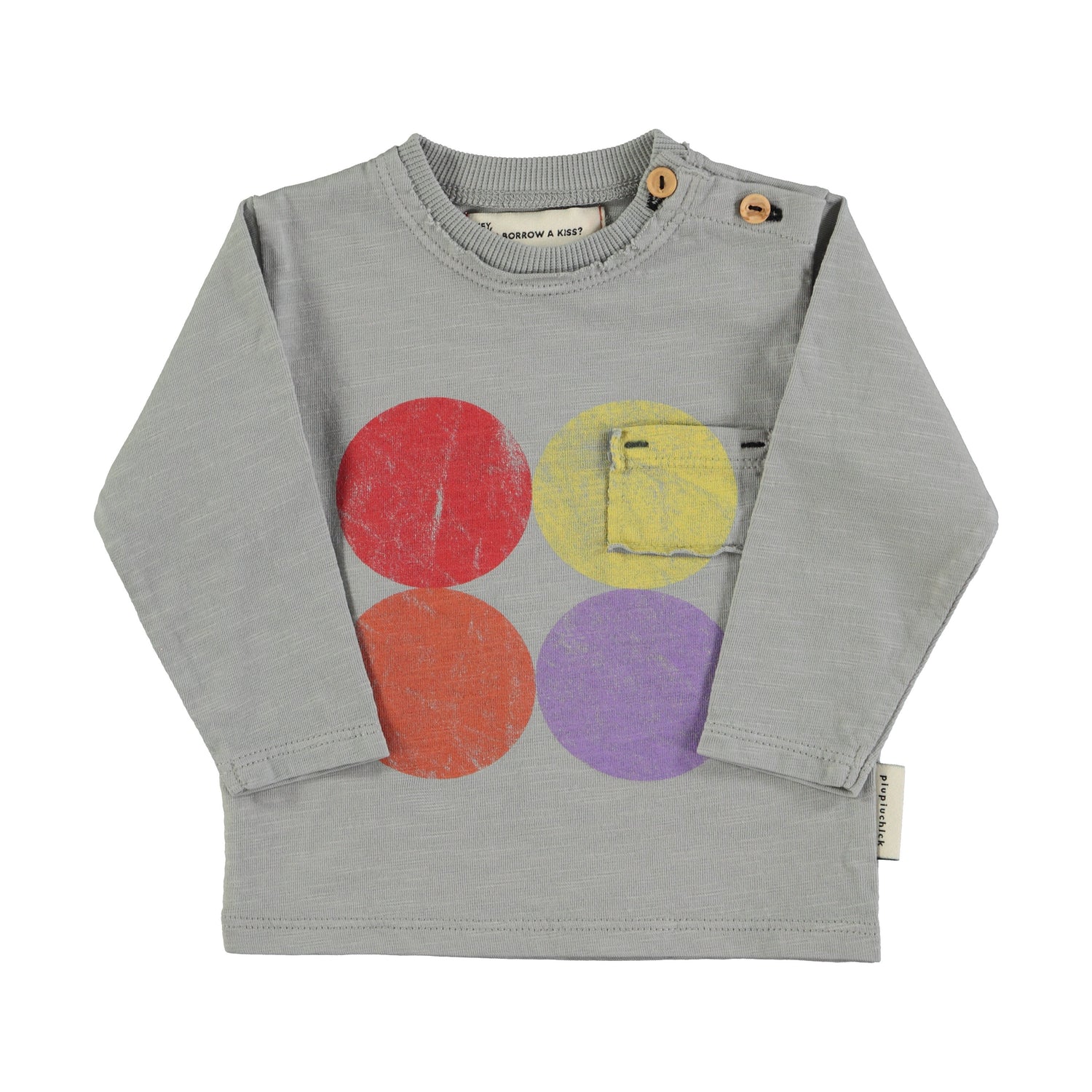 Piupiuchick Grey with Multicolor Circles Tee Shirt