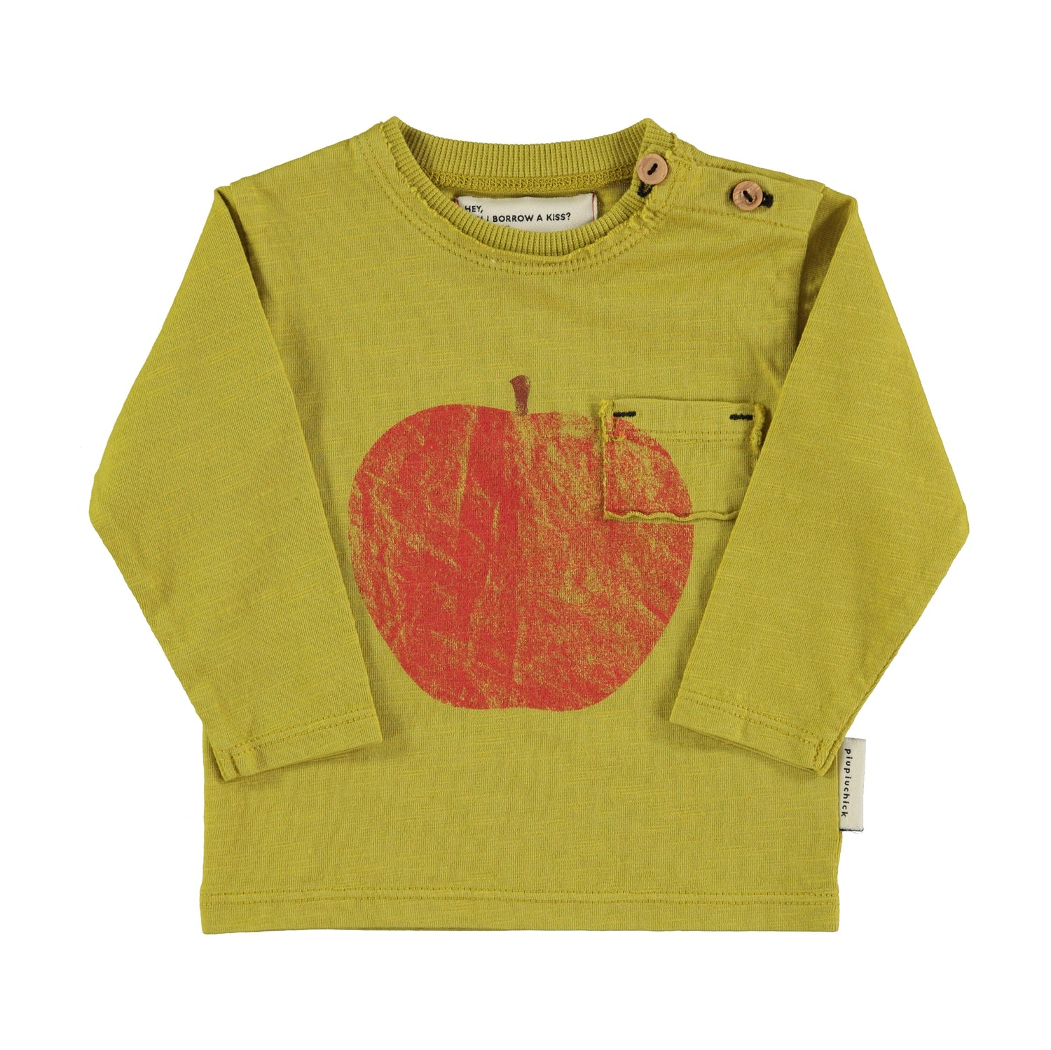 Piupiuchick Olive Green with Apple Graphic Tee Shirt