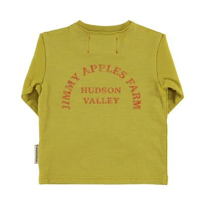 Piupiuchick Olive Green with Apple Graphic Tee Shirt