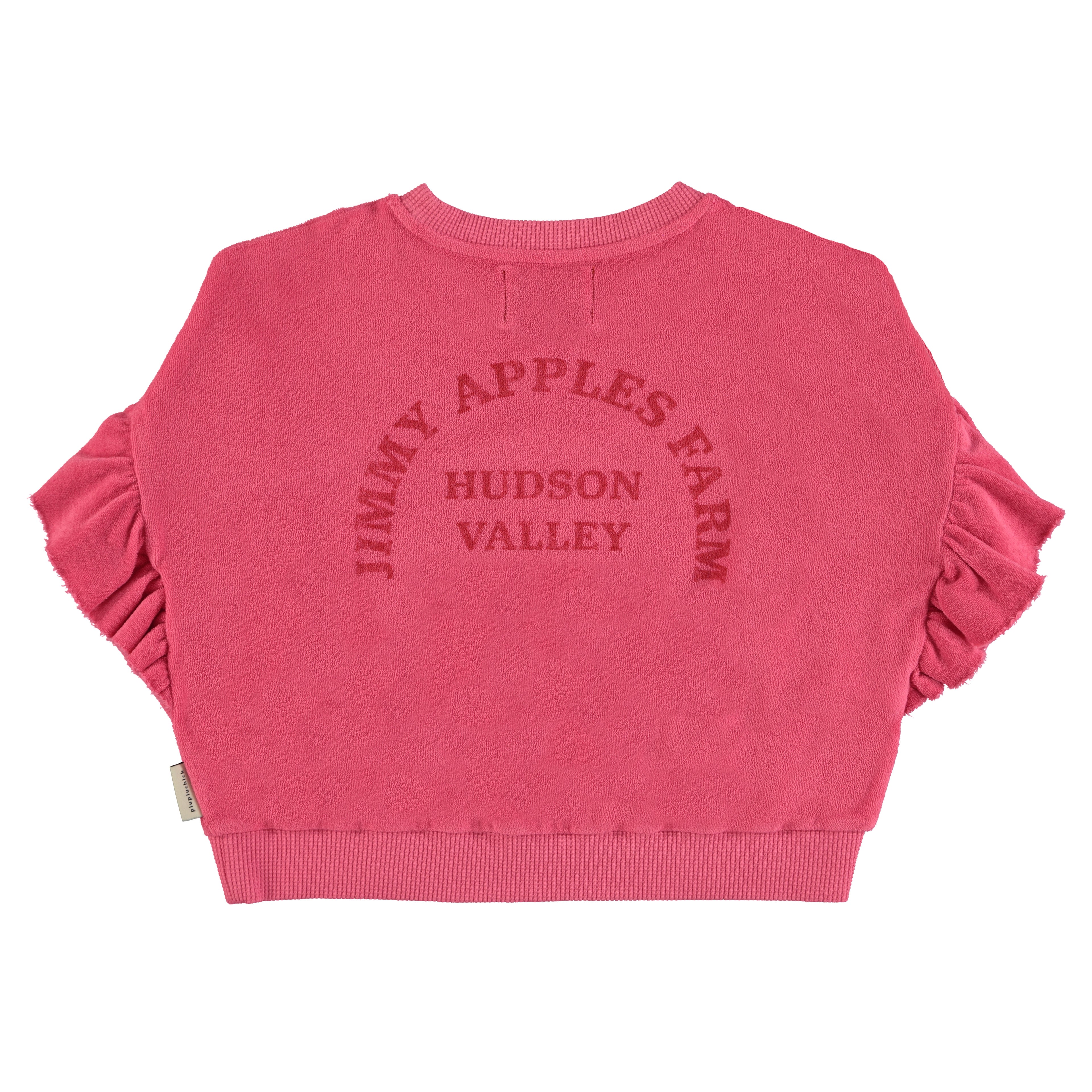 Piupiuchick Pink with Red Apple Graphic Sweatshirt