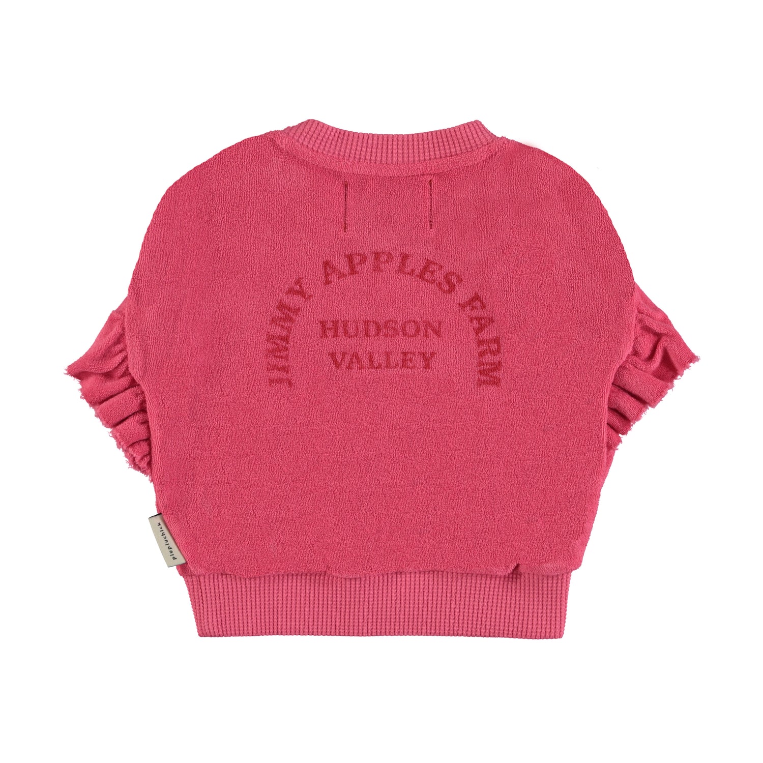 Piupiuchick Pink with Red Apple Graphic Sweatshirt