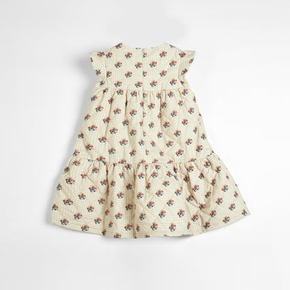 Cera Una Volta Cream Check and Flower Ambra Dress