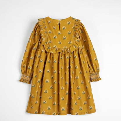 Cera Una Volta Mustard Flower Print Olga Dress