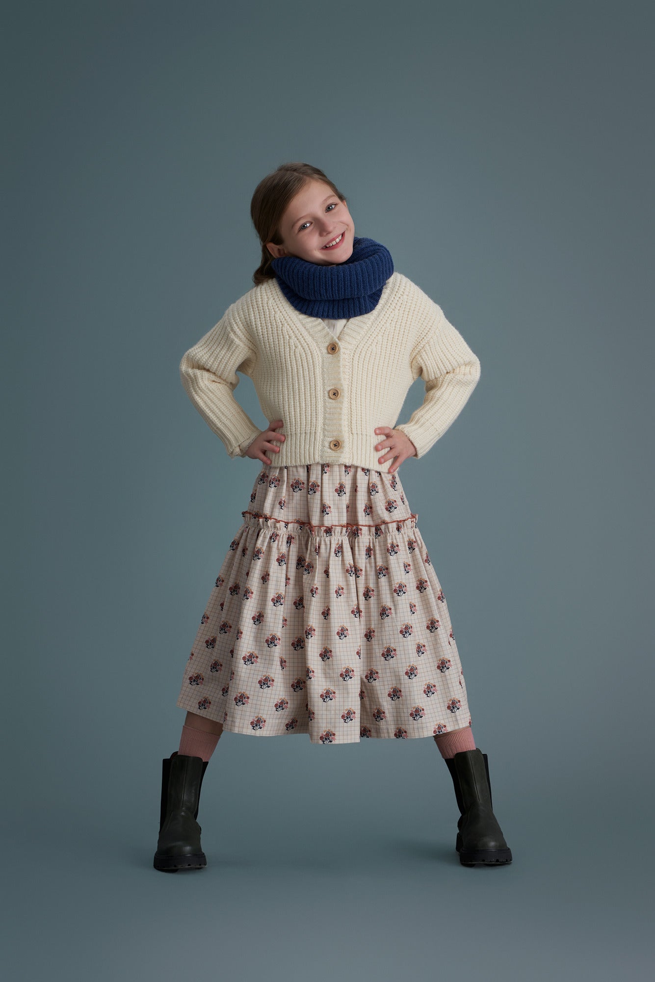 Cera Una Volta Cream Check and Flower Marzia Skirt