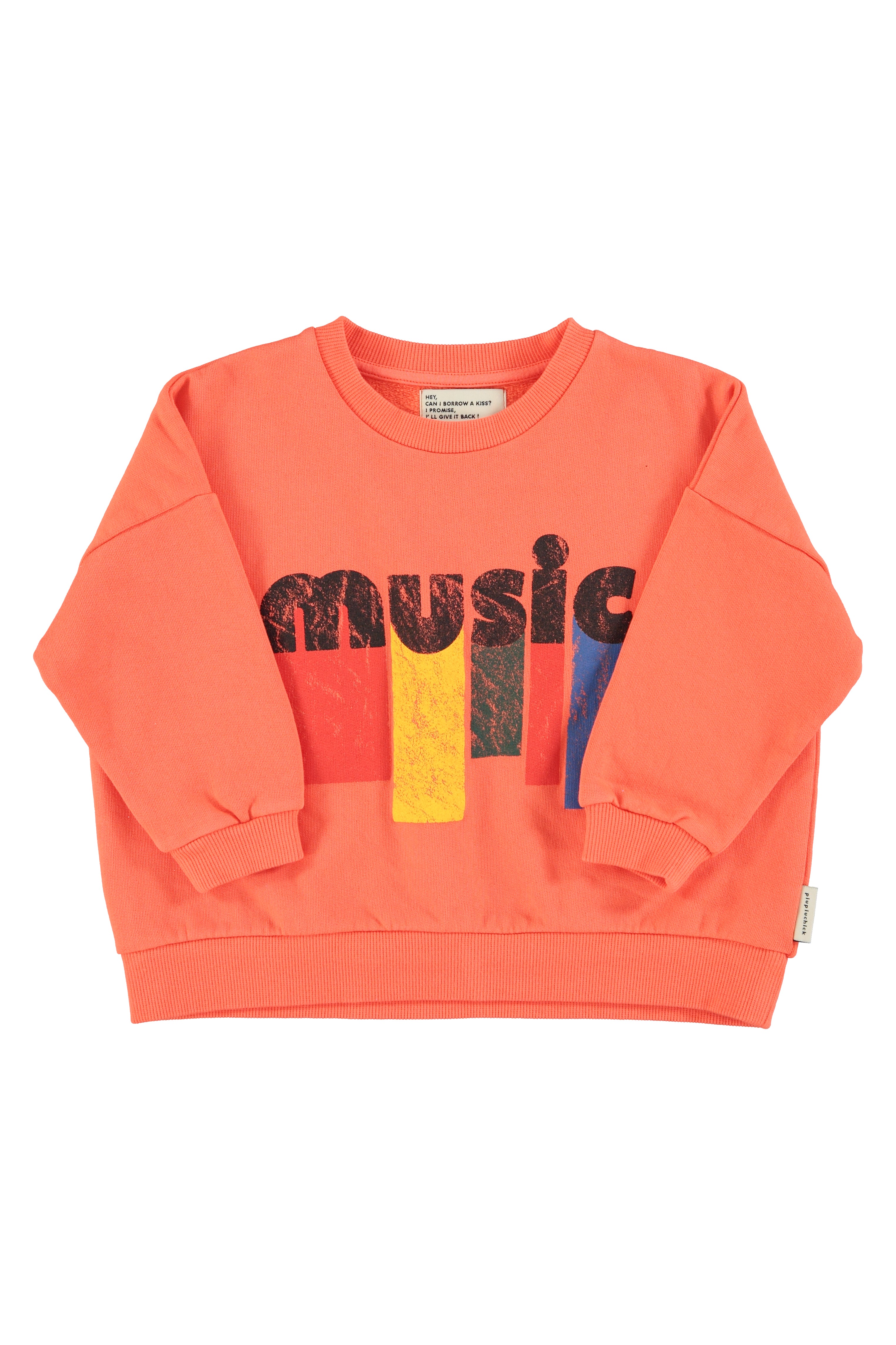 Piupiuchick Sweatshirt | Orange W/ &quot;Music&quot; Print