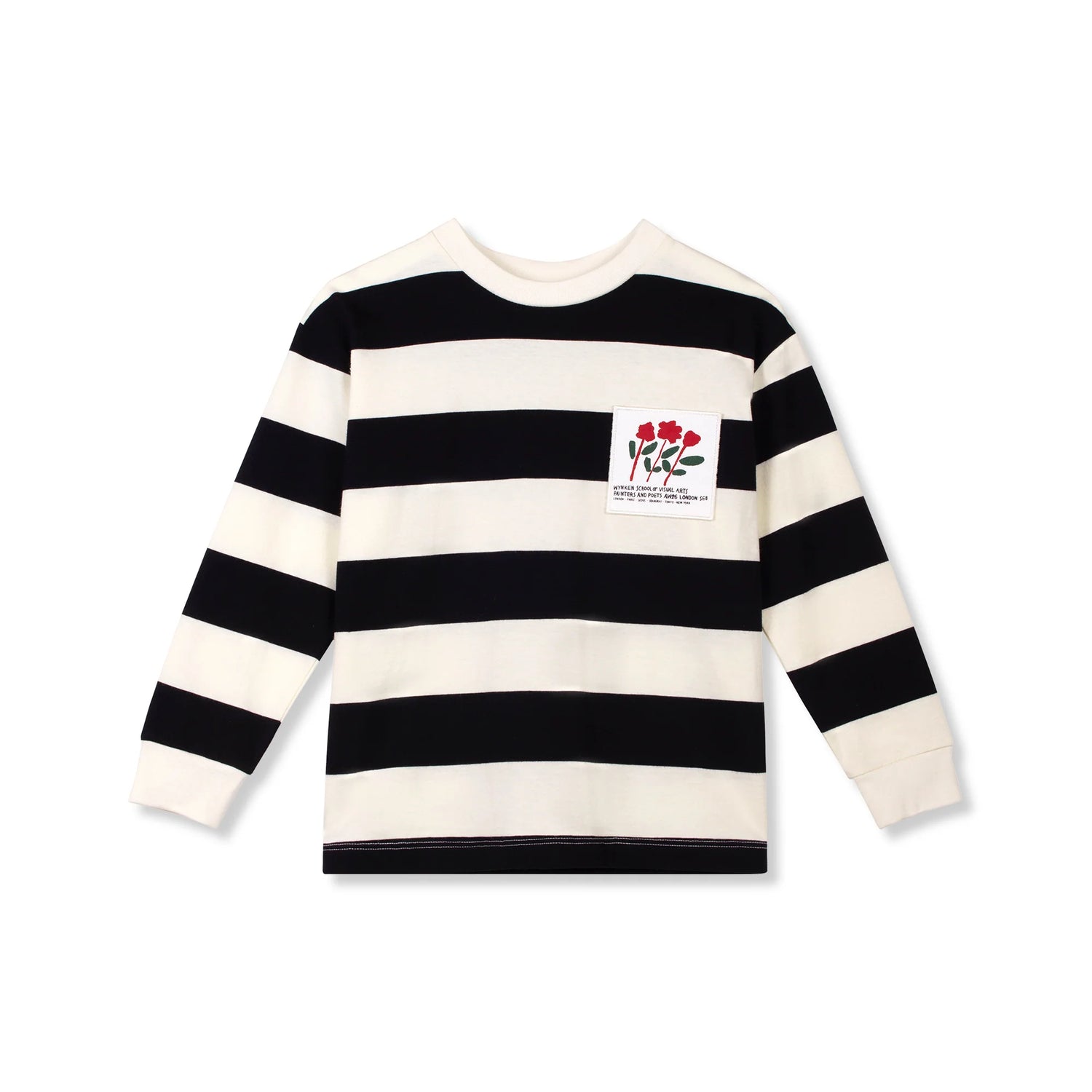 Wynken Girls Black Ecru School Of Art Stripe Tee