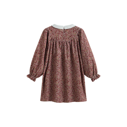Cera Una Volta Girls Burgundy Flower Kaya Dress