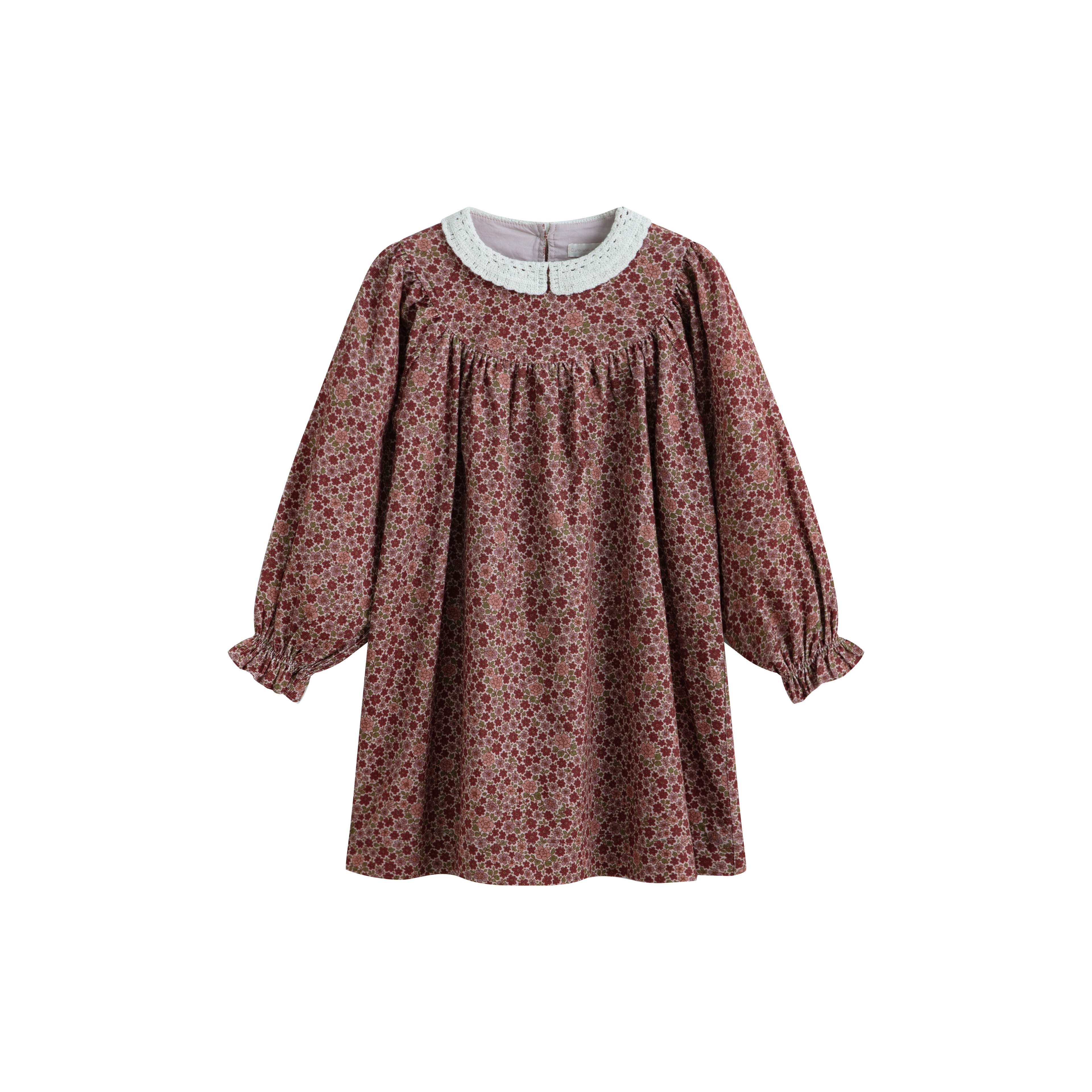 Cera Una Volta Girls Burgundy Flower Kaya Dress
