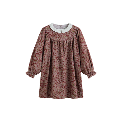 Cera Una Volta Girls Burgundy Flower Kaya Dress